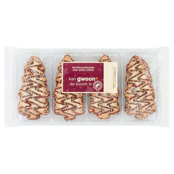 g'woon kerstboomkoekje witte crème voorkant
