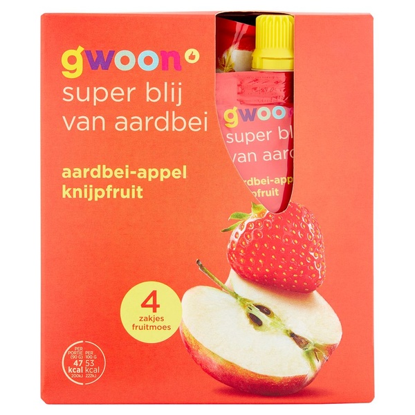 g'woon knijpfruit aardbei-appel voorkant