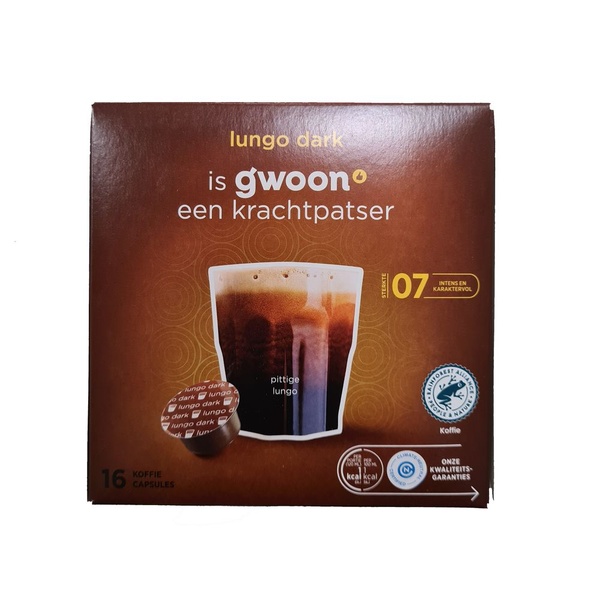 g'woon koffie capsules lungo dark voorkant