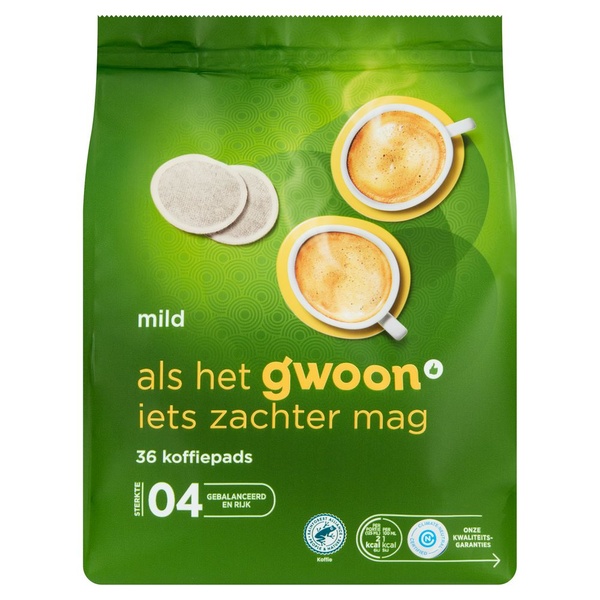g'woon koffiepads mild voorkant