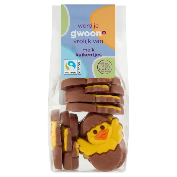 g'woon kuikentjes melkchocolade voorkant