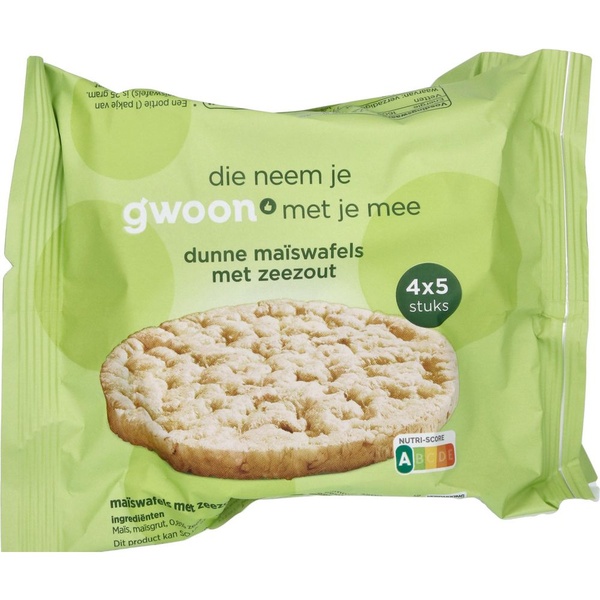 g'woon maiswafel met zout voorkant