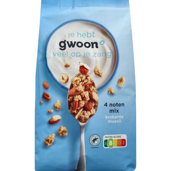 g'woon muesli 4 noten voorkant
