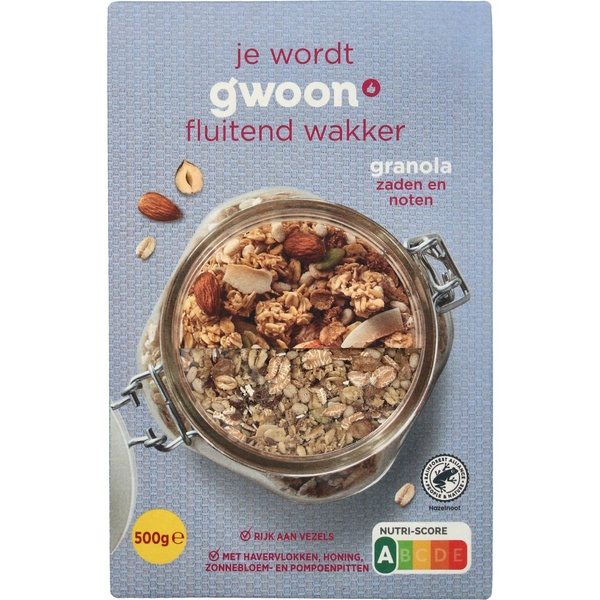 g'woon muesli krokant noten en zaden voorkant