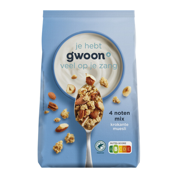 g'woon Muesli Krokante 4 Noten voorkant