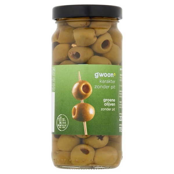 g'woon olijven groen zonder pit voorkant