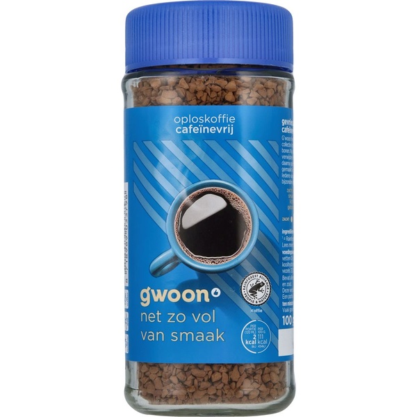 g'woon oploskoffie cafeïnevrij voorkant