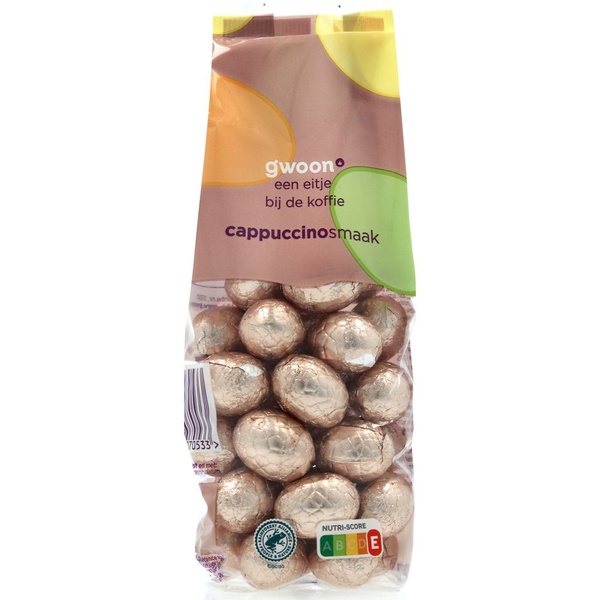 g'woon paaseitjes  melk cappuccino voorkant