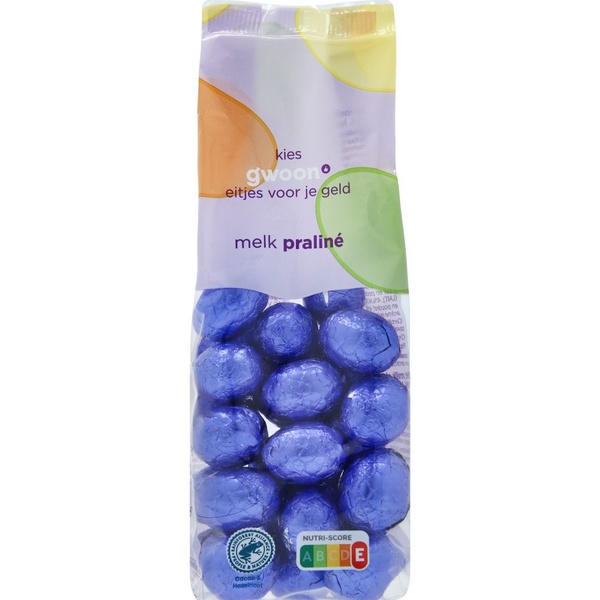 g'woon paaseitjes melk praline voorkant