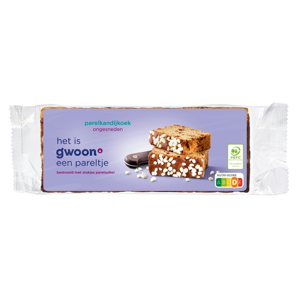 g'woon parelkandijkoek ongesneden voorkant
