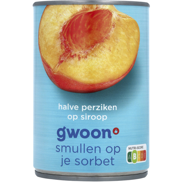 g'woon perziken op lichte siroop voorkant