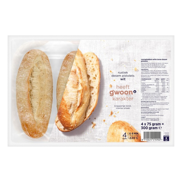 g'woon pistolet wit voorkant