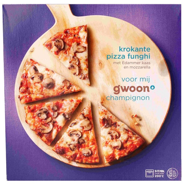 g'woon pizza funghi voorkant