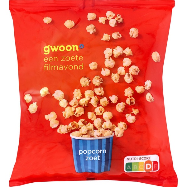 g'woon popcorn zoet voorkant