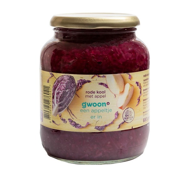 g'woon rode kool met appel voorkant