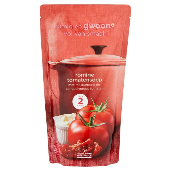g'woon romige tomatensoep voorkant