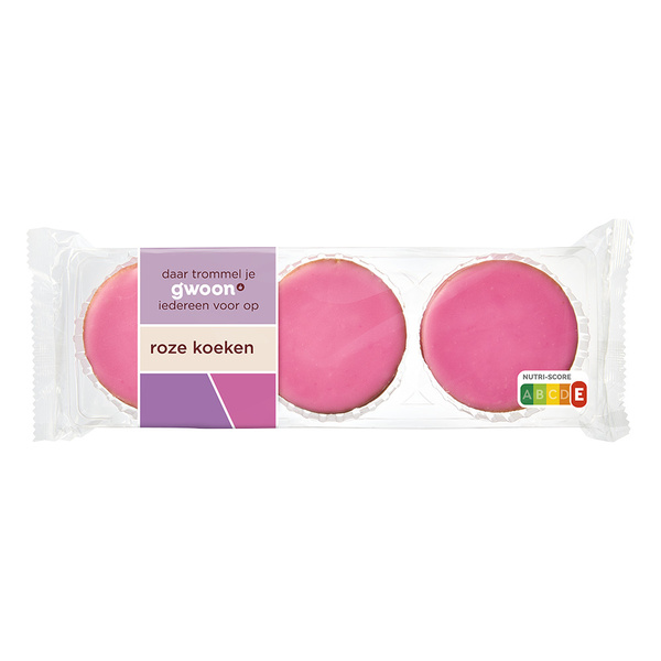g'woon roze koek voorkant