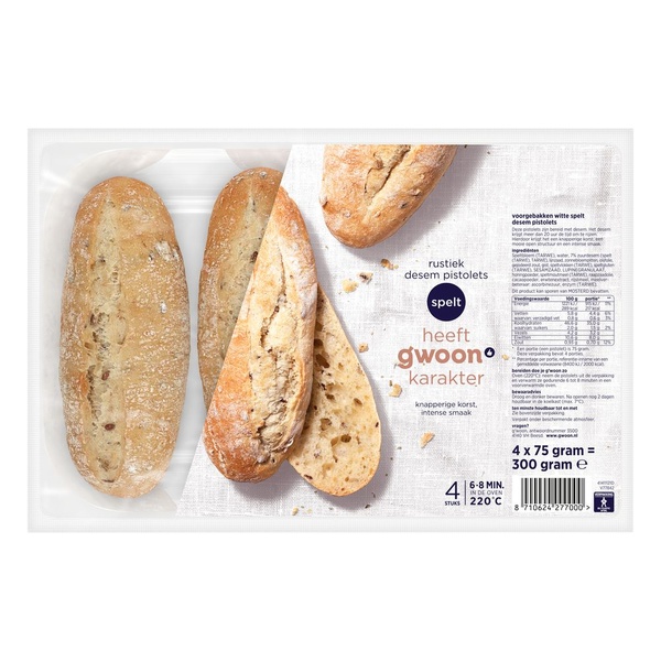 g'woon rustiek pistolet spelt voorkant