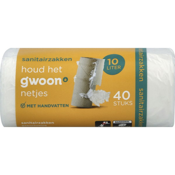 g'woon sanitairzakken 10 liter 40 stuks voorkant