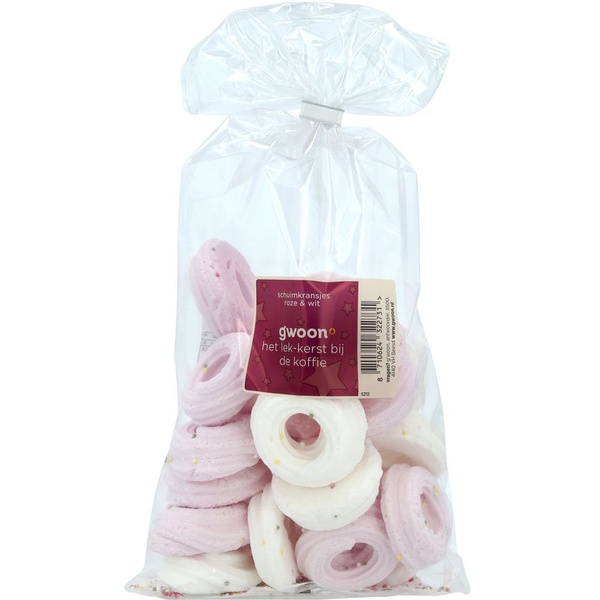 g'woon schuimkransjes roze/wit voorkant