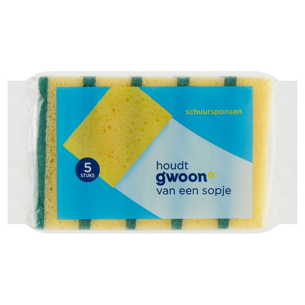 g'woon schuursponsen geel/groen voorkant