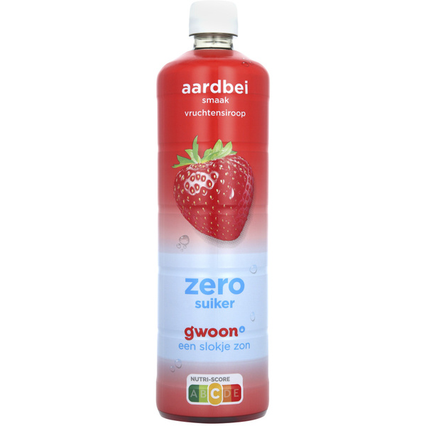g'woon siroop 0% suiker aardbei voorkant