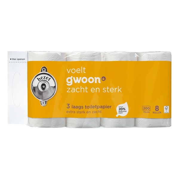 g'woon toiletpapier 3-laags voorkant