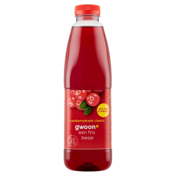 g'woon vruchtensap cranberrydrank classic voorkant