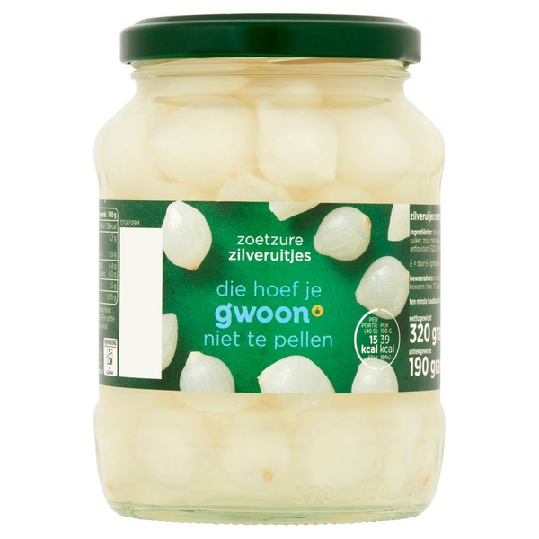 g'woon zoetzure zilveruitjes voorkant