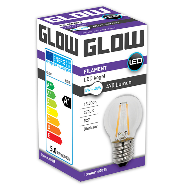 Glow lamp e27 40W kogel voorkant