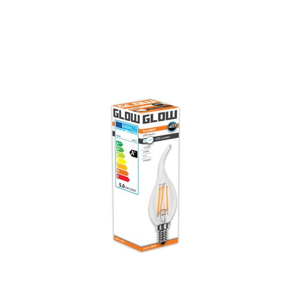 Glow tipkaars e14 dimbaar voorkant