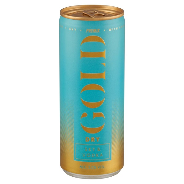 Gold Dry pre-mix sky vodka voorkant