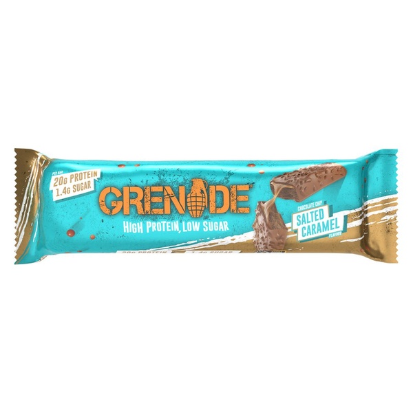 Grenade proteïnereep chocolate chip salted caramel voorkant