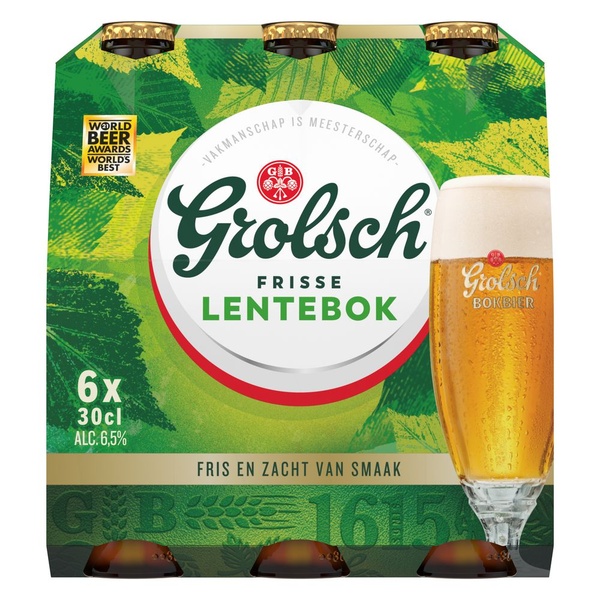 Grolsch bier entebok voorkant