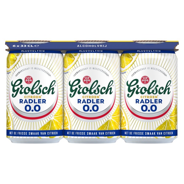 Grolsch radler citroen 0.0 6-pack 330 ml voorkant