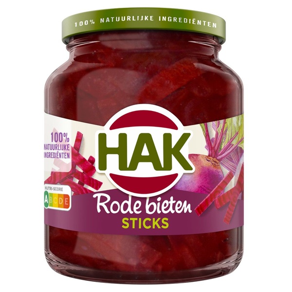 Hak rode bieten sticks voorkant