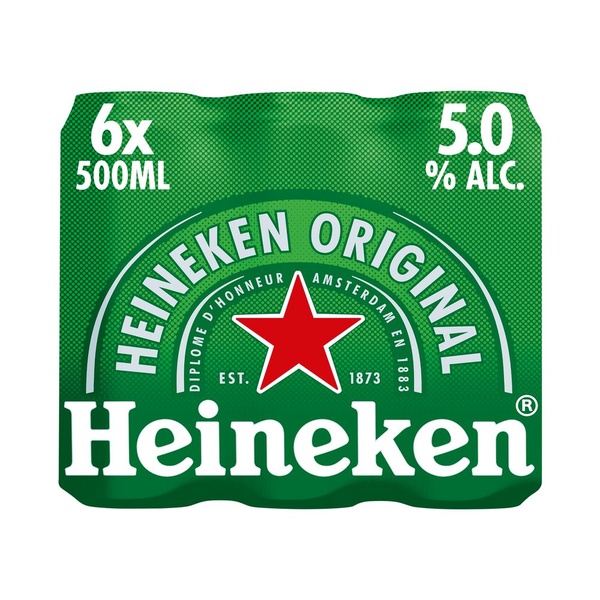 Heineken pils 6-pack blik 500 ml voorkant