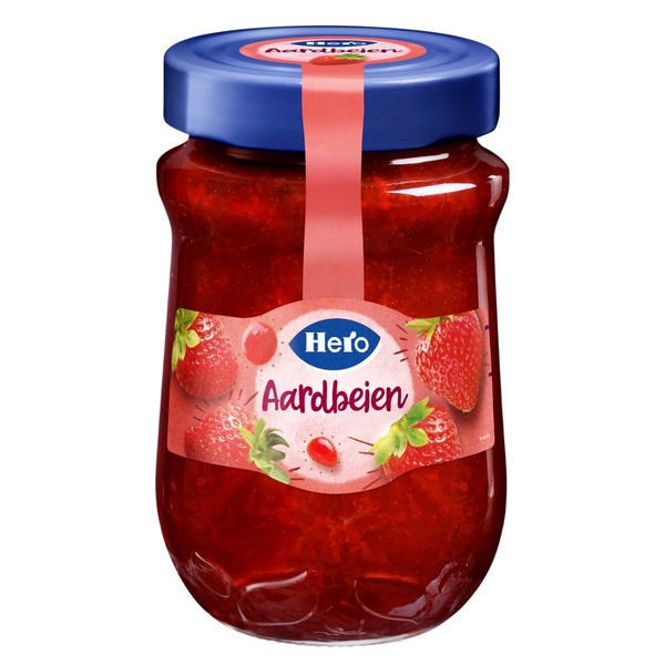 Hero aardbeienjam extra voorkant