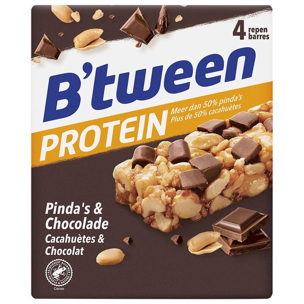 Hero b'tween proteïnereep pinda's & chocolade voorkant