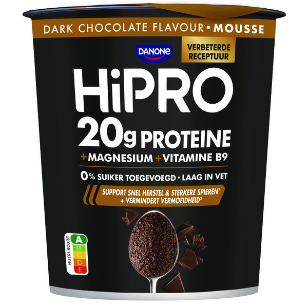 Hipro proteïne chocolade mousse dark chocolate voorkant