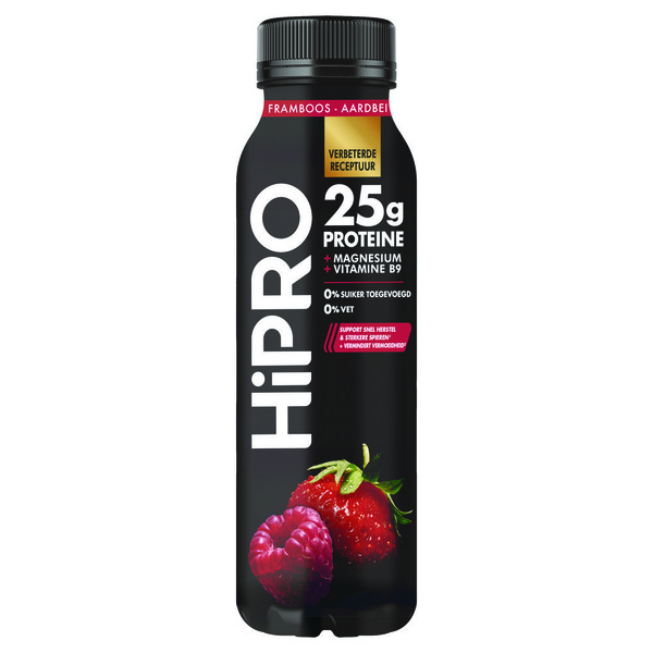 Hipro proteïne drink framboos-aardbei voorkant