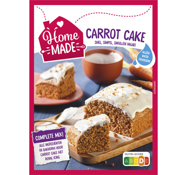 Home Made bakmix carrot cakemix voorkant