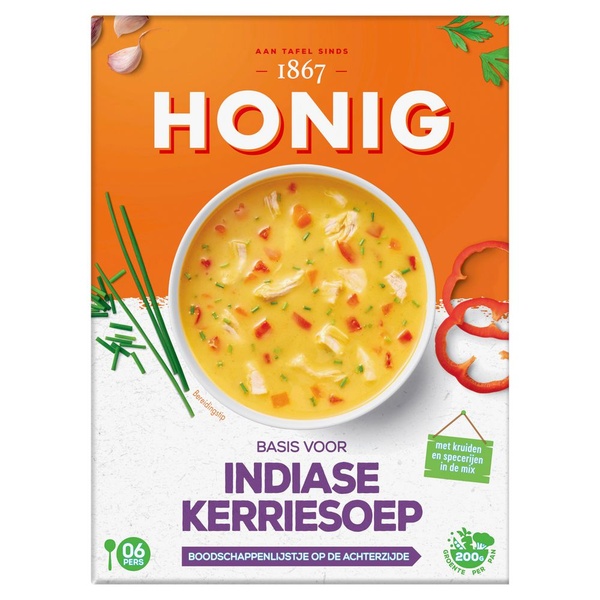 Honig basis voor indiase kerriesoep voorkant