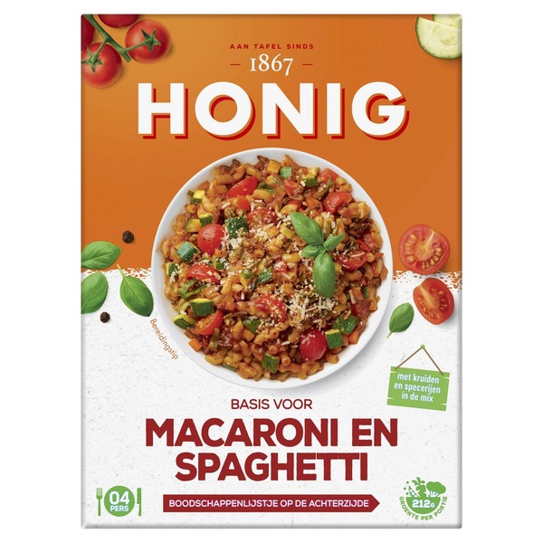 Honig basismix macaroni en spaghetti voorkant