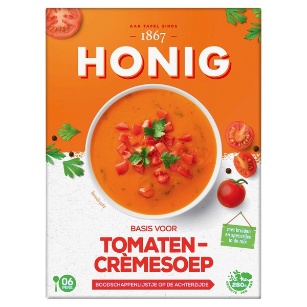 Honig basismix tomaten crémesoep voorkant