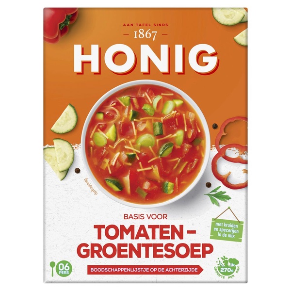 Honig basismix tomaten-groentesoep voorkant