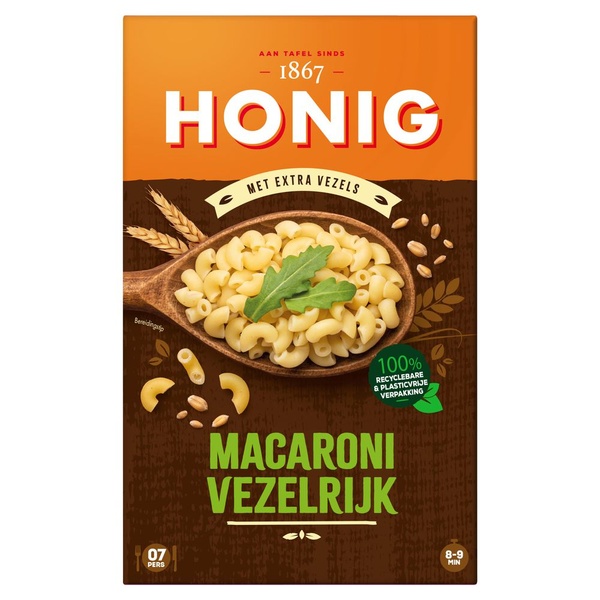 Honig macaroni vezelrijk voorkant