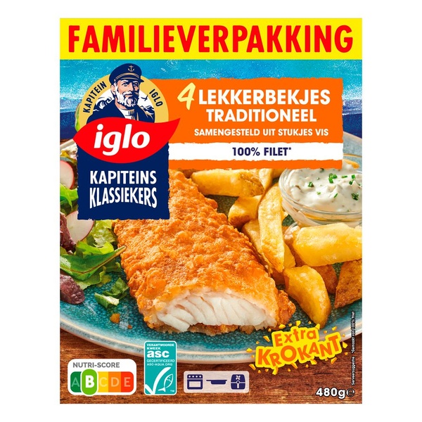 Iglo lekkerbekjes traditioneel familieverpakking voorkant