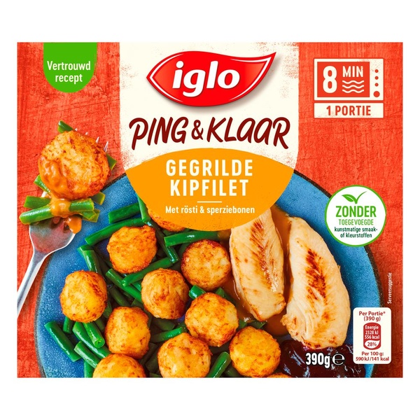 Iglo Ping & klaar gegrilde kipfilet voorkant