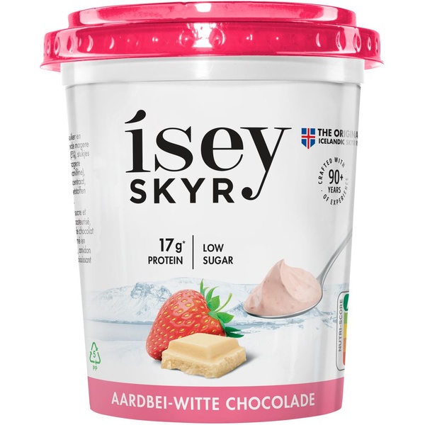 Isey Skyr aardbei witte chocolade achterkant
